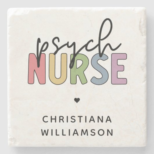 名前をカスタムするナース |精神医学ナース ストーンコースター (正面)