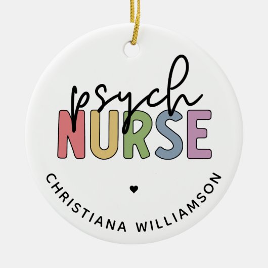 名前をカスタムするナース |精神医学ナース セラミックオーナメント (正面)
