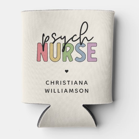 名前をカスタムするナース |精神医学ナース 缶クーラー (正面)