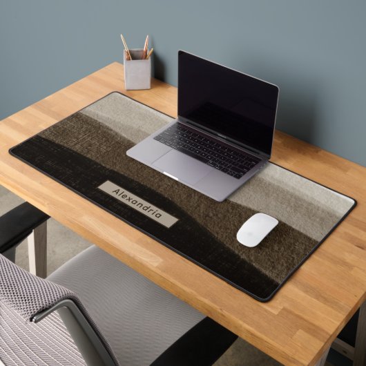 名前をカスタムするニュートラルブラウンズオフィスギフトデスクトップ デスクマット (オフィス2)