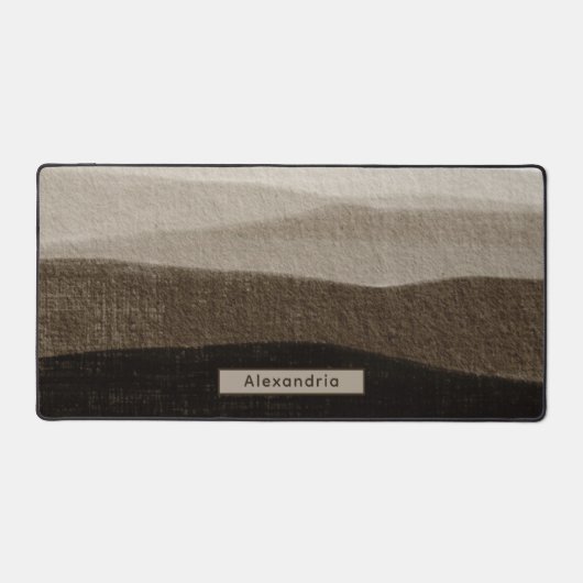 名前をカスタムするニュートラルブラウンズオフィスギフトデスクトップ デスクマット (正面)