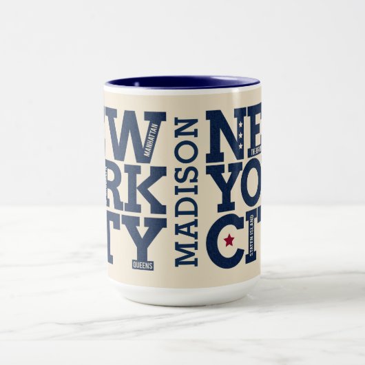 名前をカスタムするニューヨークシティタイポグラフィマグス マグカップ (中央)