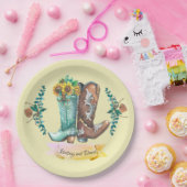 名前をカスタムするニューリ素朴ウェズカウボーイブーツ ペーパープレート (パーティー)