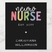 名前をカスタムするニューロナース神経科学ナースギフト ワインラベル (シングルラベル)