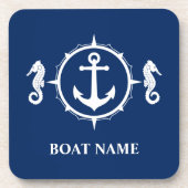 名前をカスタムするネイビーブルーコースターコルクバックai0d コースター (正面)