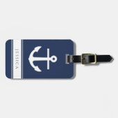名前をカスタムするネイビーブルー航海のラゲッジタグ ラゲッジタグ (正面横)