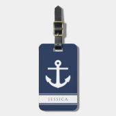 名前をカスタムするネイビーブルー航海のラゲッジタグ ラゲッジタグ (正面縦)