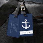名前をカスタムするネイビーブルー航海のラゲッジタグ ラゲッジタグ
