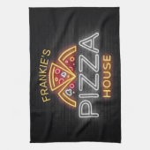 名前をカスタムするネオンイタリアンピッツェリアピザハウス キッチンタオル (縦)