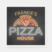 名前をカスタムするネオンイタリアンピッツェリアピザハウス スタンダードランチョンナプキン (正面)
