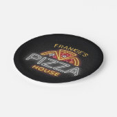 名前をカスタムするネオンイタリアンピッツェリアピザハウス ペーパープレート (アングル)