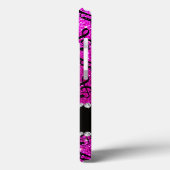 名前をカスタムするネオンピンクグリッターが音楽ノートを鳴らす Case-Mate iPhoneケース (裏面 / 左)