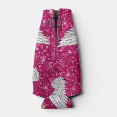 名前をカスタムするネオンホットピンクグリッターエンジェルウィング ボトルクーラー (裏面)