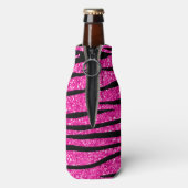 名前をカスタムするネオンホットピンクグリッターゼブラダイヤモンド ボトルクーラー (ボトル裏面)