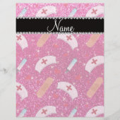 名前をカスタムするネオンホットピンクグリッターナースハットハート チラシ (正面)