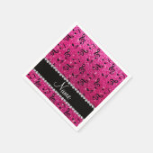 名前をカスタムするネオンホットピンクグリッターミュージックノート スタンダードカクテルナプキン (角)