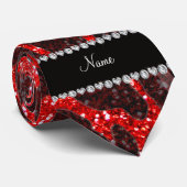 名前をカスタムするネオンレッドグリッターヒョウ柄 ネクタイ (ロール)