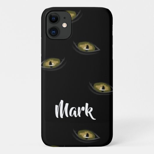 名前をカスタムするネコの目を黒に向ける Case-Mate iPhoneケース (裏面)