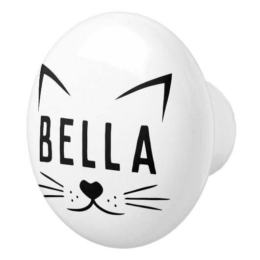 名前をカスタムするネコ顔ノベルティ セラミックノブ (右)