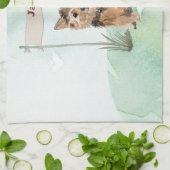 名前をカスタムするノーフォークテリアペットドッグ キッチンタオル (折り畳み)