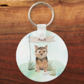 名前をカスタムするノーフォークテリアペットドッグ キーホルダー (正面)