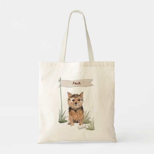 名前をカスタムするノーフォークテリアペットドッグ トートバッグ (裏面)