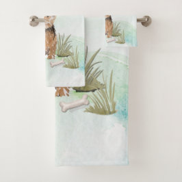 名前をカスタムするノーフォークテリアペットドッグ バスタオルセット