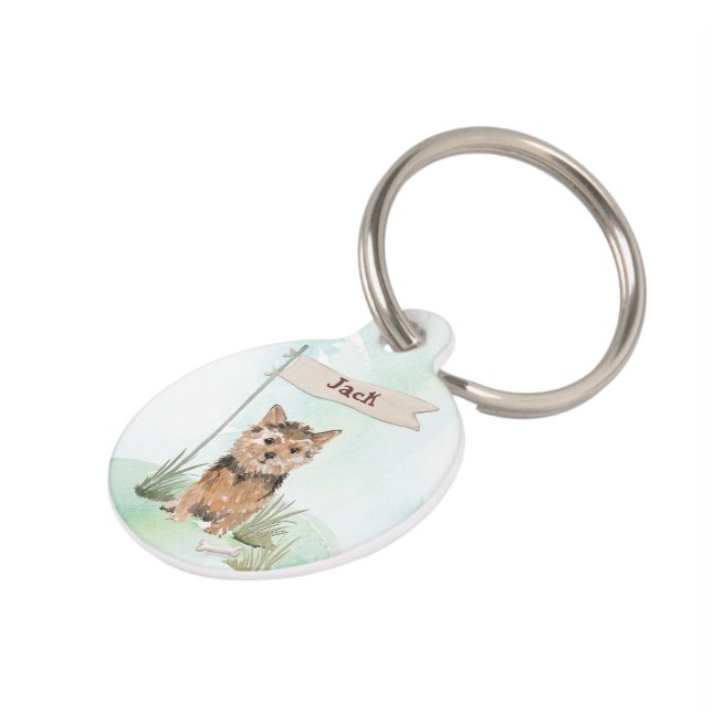 名前をカスタムするノーフォークテリアペットドッグ ペット　ネームタグ (側面)