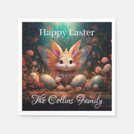 名前をカスタムするハッピーイースターバニーとイースターエッグ スタンダードカクテルナプキン