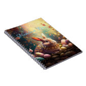 名前をカスタムするハッピーイースターバニーとイースターエッグ ノートブック (右側)