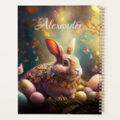 名前をカスタムするハッピーイースターバニーとイースターエッグ プランナー手帳 (裏面)