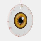 名前をカスタムするハッピーハローウィン眼付き茶色い眼球 セラミックオーナメント (右)