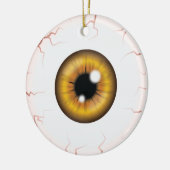 名前をカスタムするハッピーハローウィン眼付き茶色い眼球 セラミックオーナメント (左)