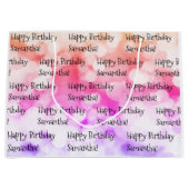 名前をカスタムするハッピーバースデーおもしろいカラフルブライトミー ラージペーパーバッグ (正面)