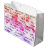 名前をカスタムするハッピーバースデーおもしろいカラフルブライトミー ラージペーパーバッグ (裏面アングル)