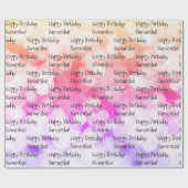 名前をカスタムするハッピーバースデーおもしろいブカラフルライト ラッピングペーパー (フラット)