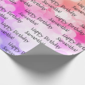 名前をカスタムするハッピーバースデーおもしろいブカラフルライト ラッピングペーパー (角)