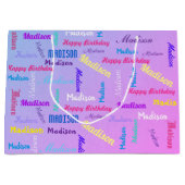 名前をカスタムするハッピーバースデーガールズパステル ラージペーパーバッグ (正面)