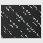 名前をカスタムするハッピーバースデーブラック ラッピングペーパー (フラット)