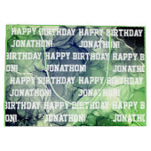 名前をカスタムするハッピーバースデー男らしグリーン ラージペーパーバッグ (裏面)