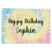 名前をカスタムするハッピーバースデー絞り染めヒッピースワール ラージペーパーバッグ (裏面)