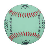 名前をカスタムするハッピーパーズデイターコイズ 野球ボール (裏面)