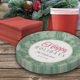 名前をカスタムするハッピーホリデーズ紙プレート ペーパープレート