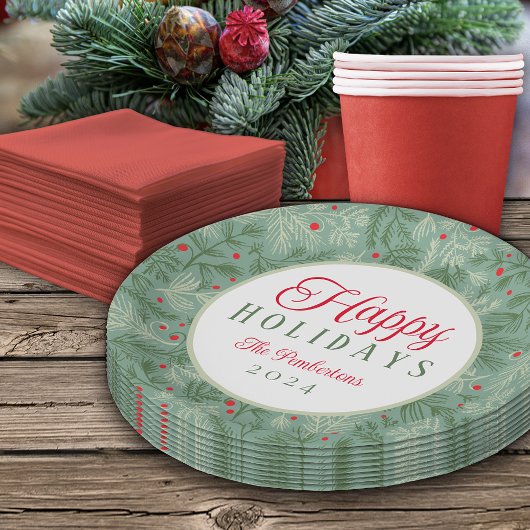 名前をカスタムするハッピーホリデーズ紙プレート ペーパープレート
