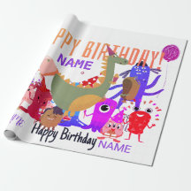 名前をカスタムするハッピーモンスター誕生日包装紙