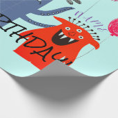 名前をカスタムするハッピーモンスター誕生日包装紙 ラッピングペーパー (角)