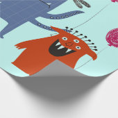 名前をカスタムするハッピーモンスター誕生日包装紙 ラッピングペーパー (角)