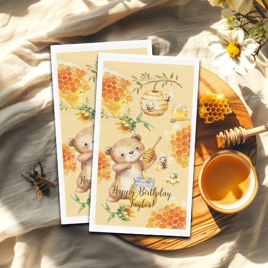 名前をカスタムするハニーベアービーバースデーパーティー
