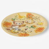 名前をカスタムするハニーベアービーバースデーパーティー ペーパープレート (アングル)