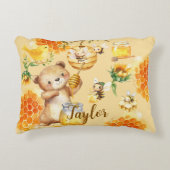 名前をカスタムするハニーベアーミツバチ アクセントクッション (正面)